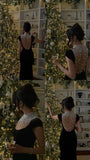 Black Velvet Evening Dress With Pearl Embellishments Party Dress Birthday Prom Dress HZ0311