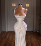 Straps Mermaid Prom Dress Sleeveless With Beads Evening Dress HZ0311