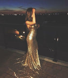 Spaghetti Strap V Neck Backless Mermaid Long Prom Dress Evening Dresses HZ0311